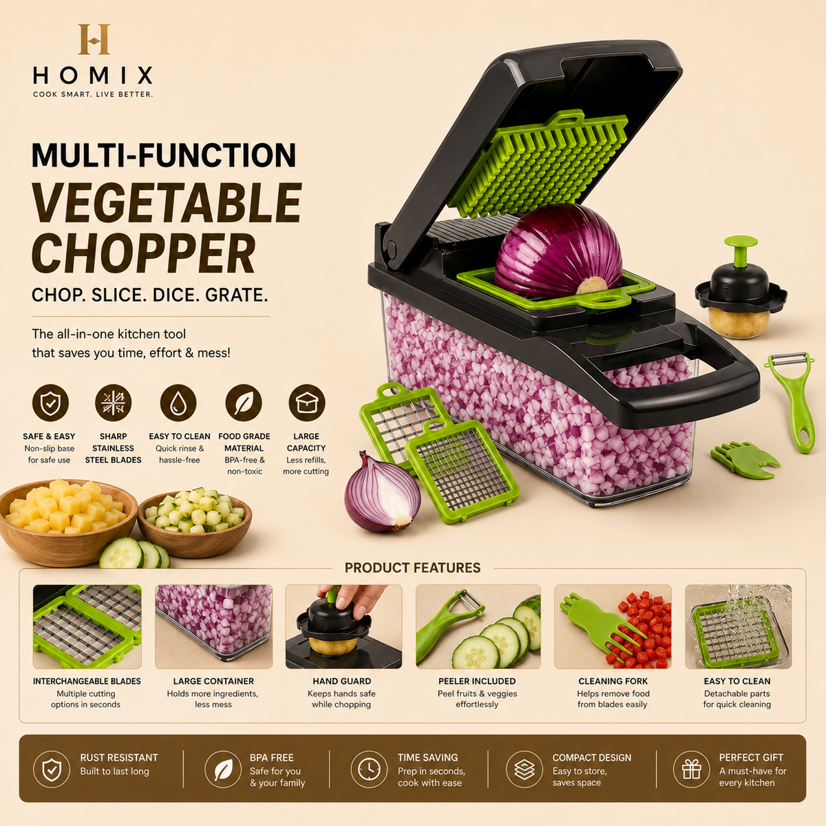 Vegetable Cutter Chopper and Slicer